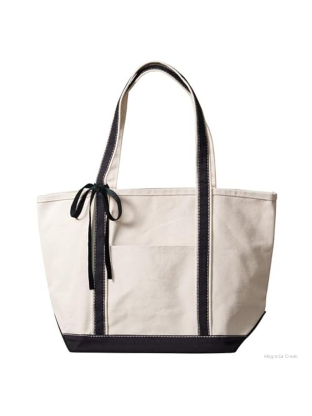 Cotton Canvas Tote Bag Genuine Leather Handles Large Shoulder Bag